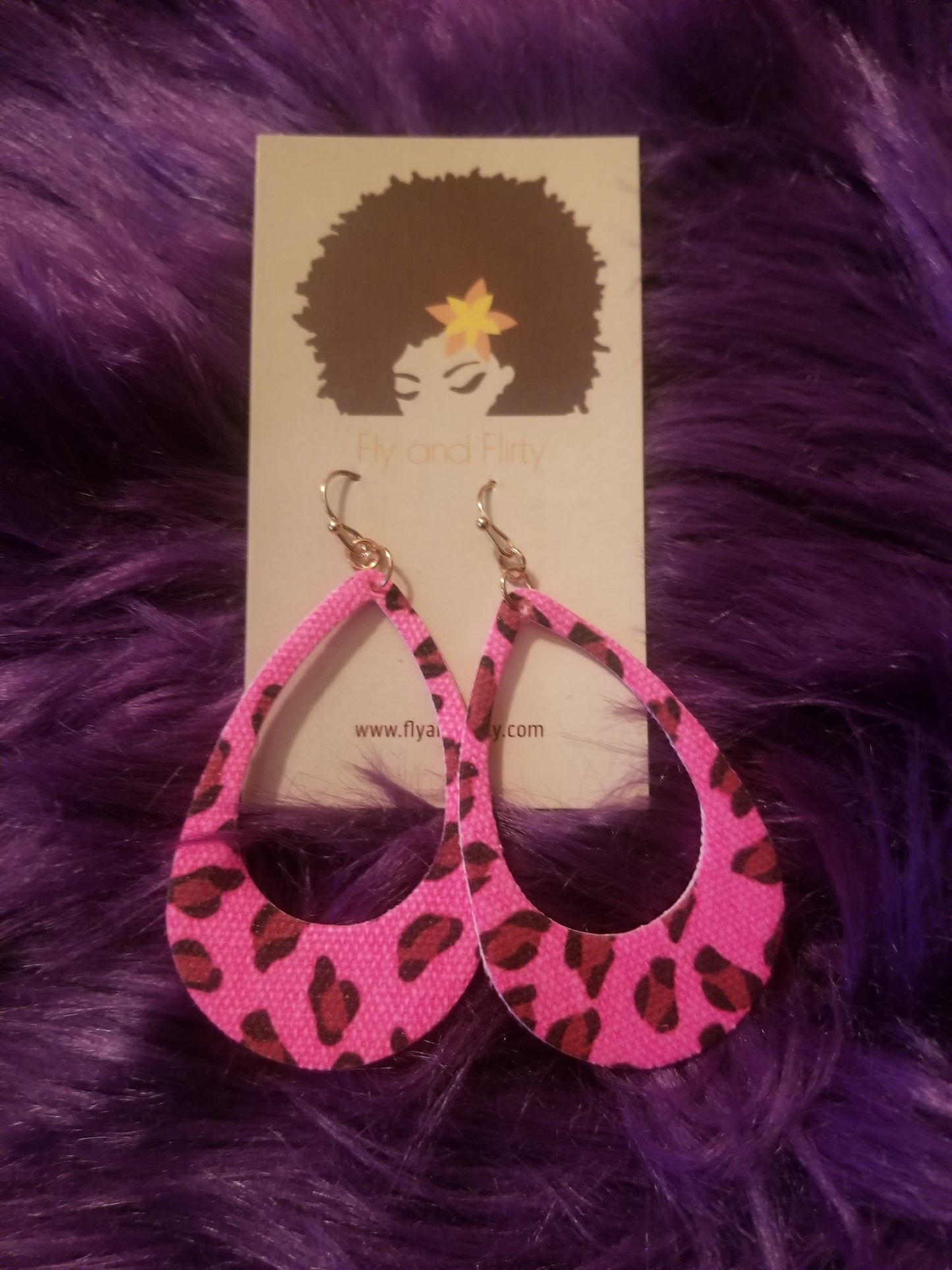 Neon Faux Leather Animal Print Earrings