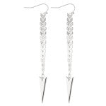 Metal Chevron Link Spike Drop Earrings