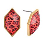 Animal Print Stud Earrings in Gold