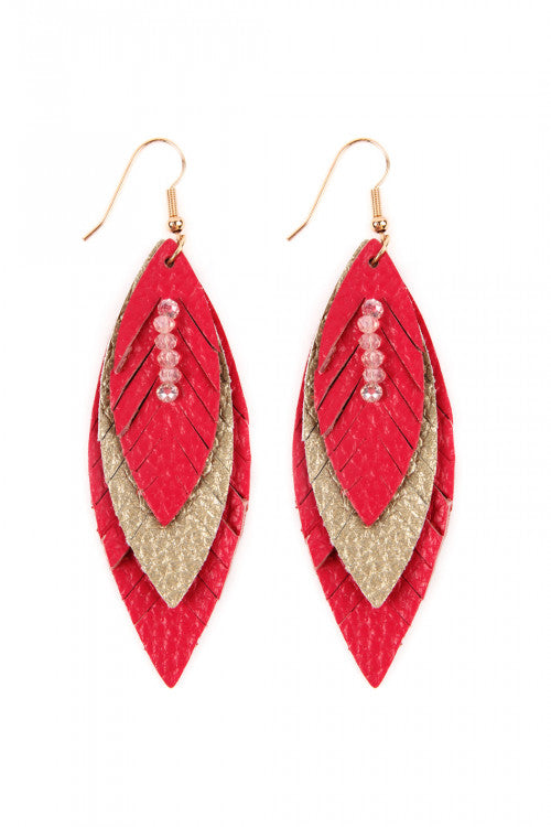 Faux Leather Feather Earrings