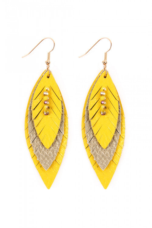 Faux Leather Feather Earrings