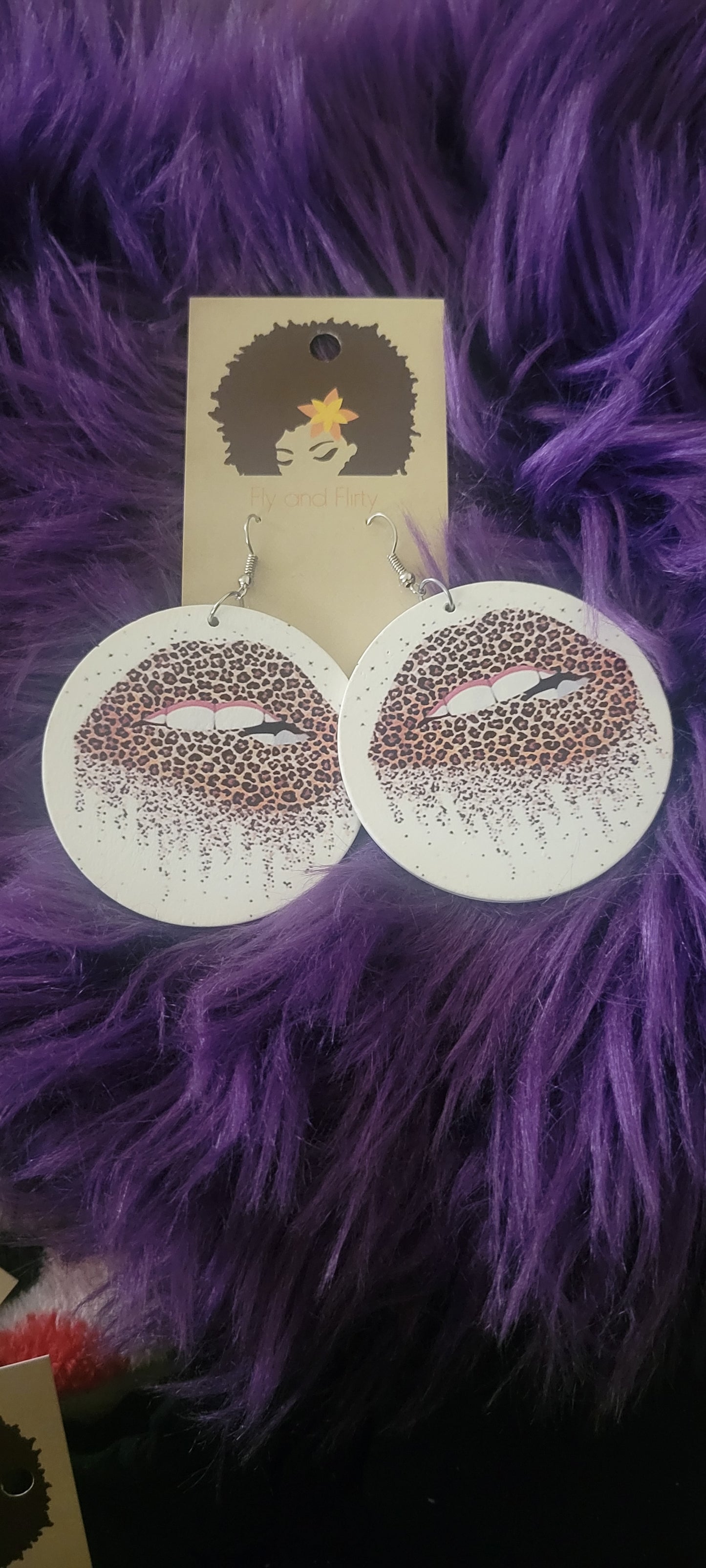 Animal Print Lip Earrings