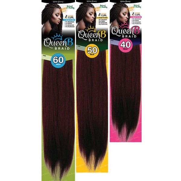 Queen B Pre-Stretched Braiding Hair Single Pack TT1B/Red