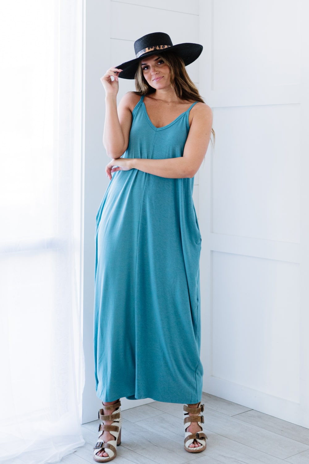 Zenana Beach Vibes Cami Maxi Dress with Pockets