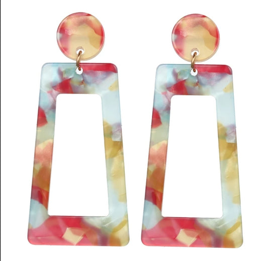 Mixed Taffy Rectangle Earrings