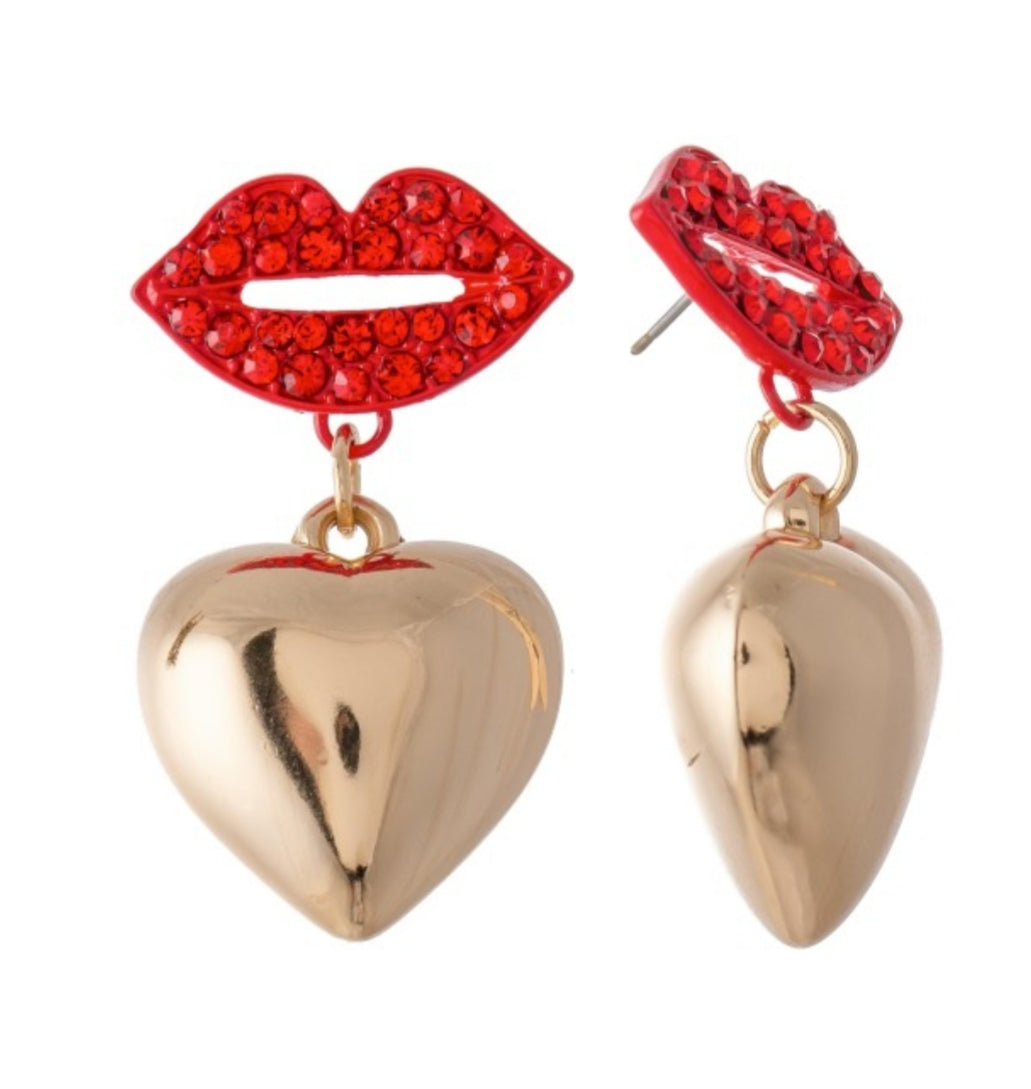 Lip and Heart Earrings