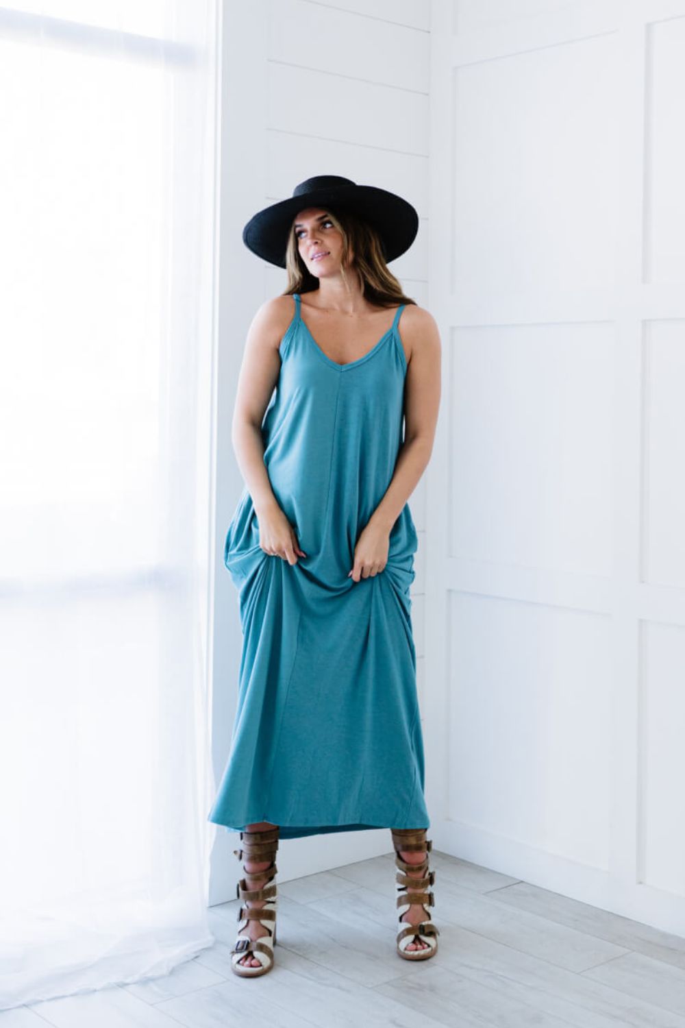 Zenana Beach Vibes Cami Maxi Dress with Pockets