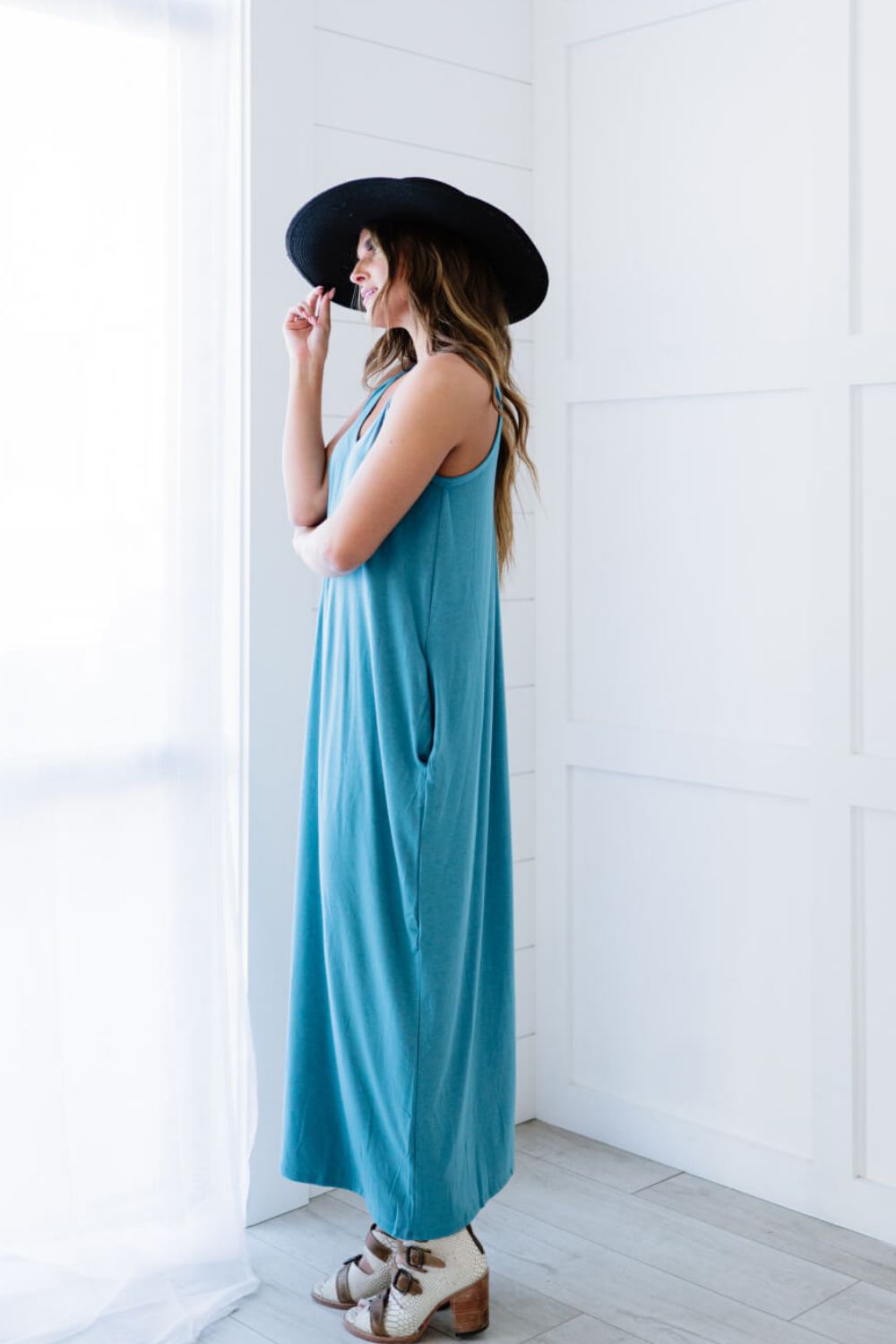 Zenana Beach Vibes Cami Maxi Dress with Pockets